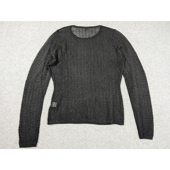 Lela Rose Women Top Small Open Knit Crewneck Metallic Long Sleeve Pullover - Picture 6 of 11